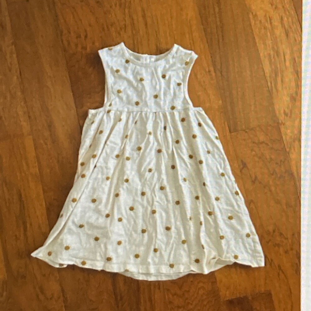 Girls' White Dress with Gold Polka Dots